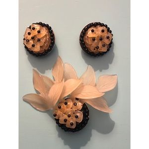 Angela Caputi Vintage Resin Earrings & Brooch Set